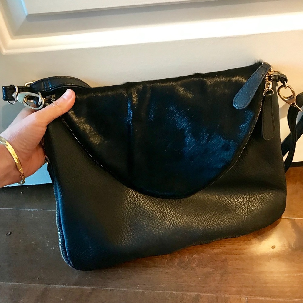 Street Level // Black Leather Foldover Purse
